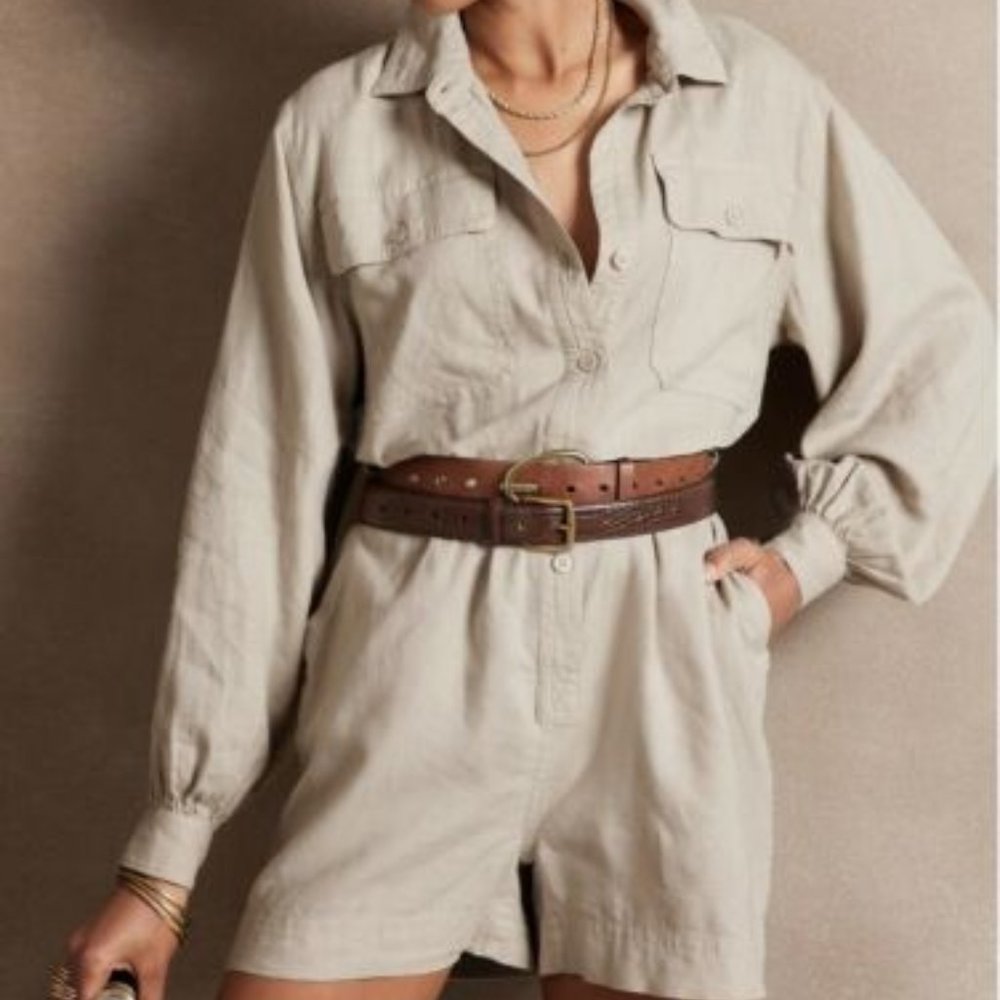 BANANA REPUBLIC PETITE Linen Blend Romper size PM